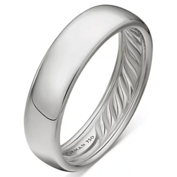 $3350 / NEW / David Yurman Men's 18K White Gold 6 mm Classic Band / Size 10.5